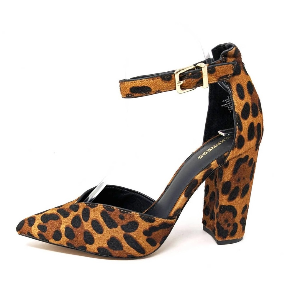 Express Leopard Slingback Heels